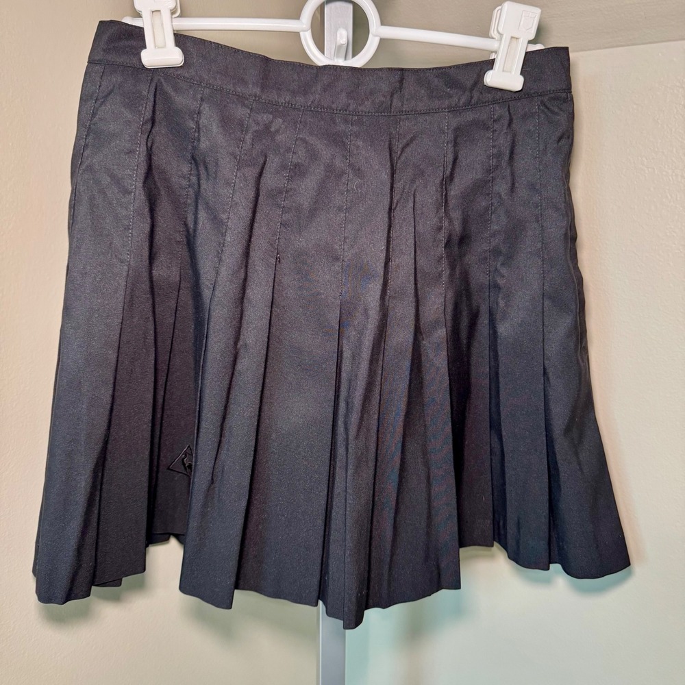 Le Coq Sportif Black Pleated Mini Skirt Vintage Made in USA‎ Size 12 Sporty Logo